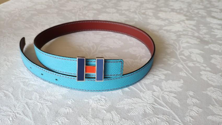 Hermes 24mm Reversible Belt with Tri-Colour H Buckle - Size 70