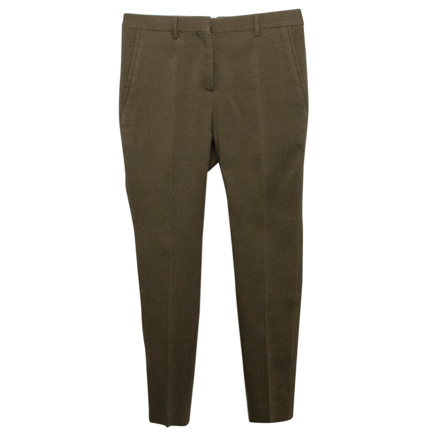 Burberry Prorsum Olive Green Wool and Silk Blend Trousers