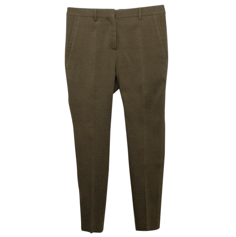 Burberry Prorsum Olive Green Wool and Silk Blend Trousers