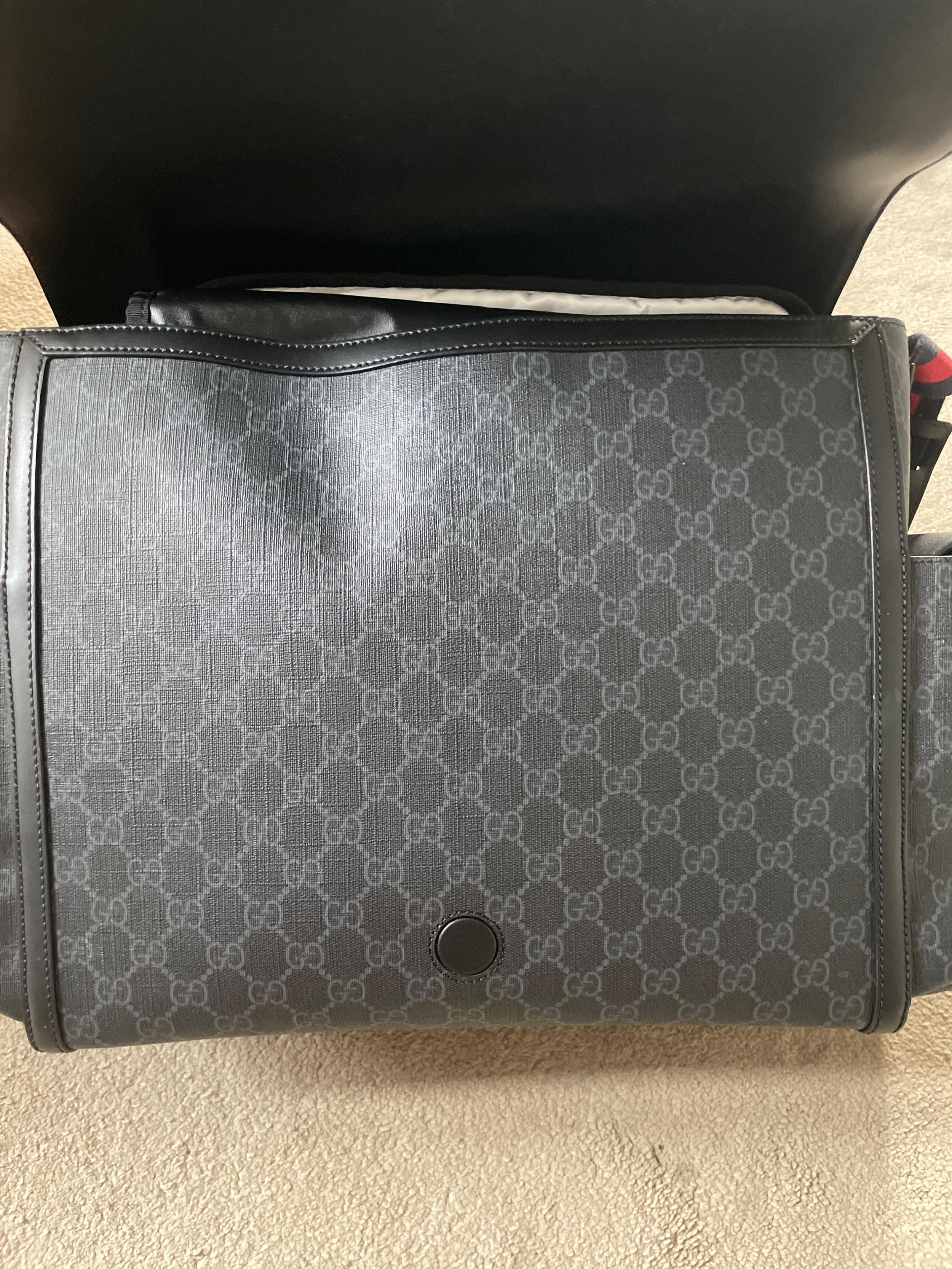 Black GG Monogram Canvas Changing Bag