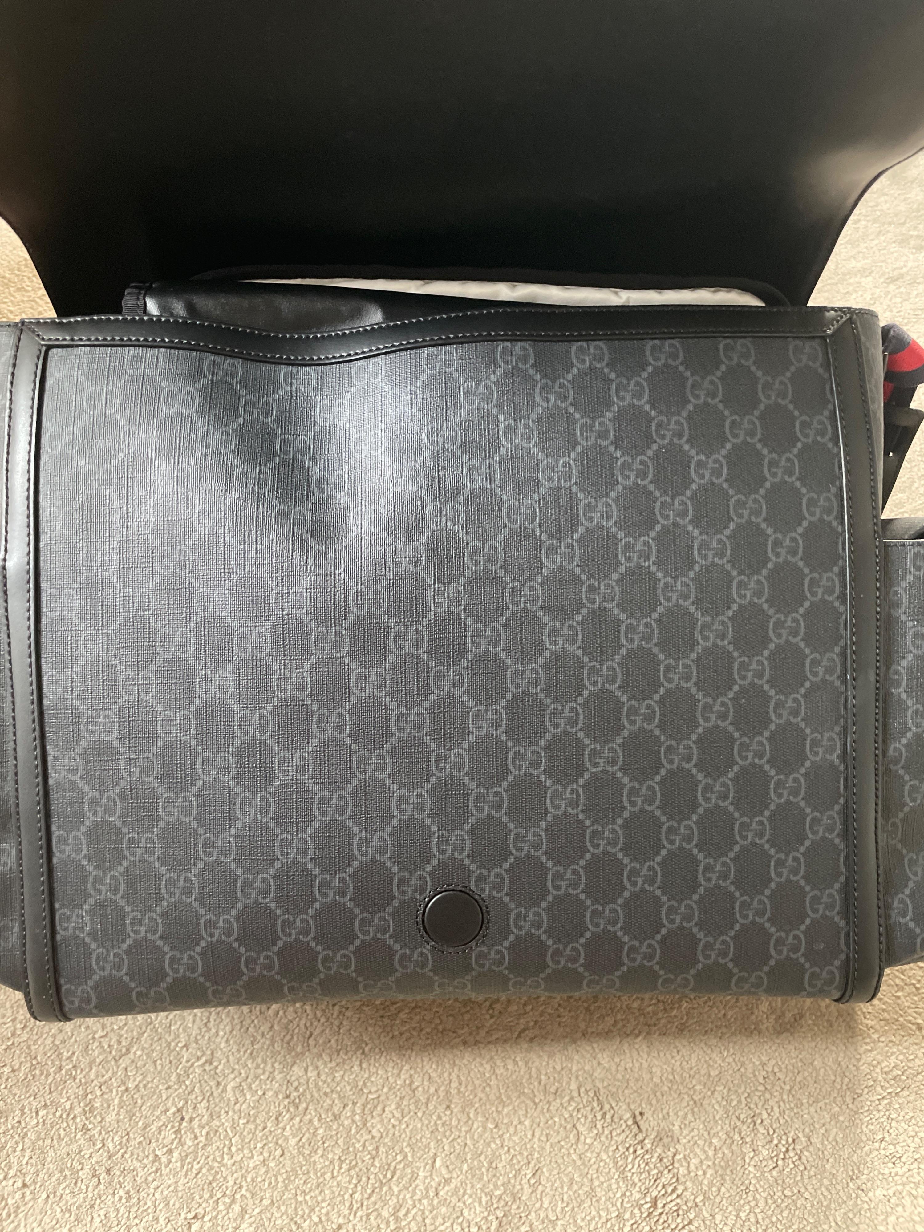 Black GG Monogram Canvas Changing Bag