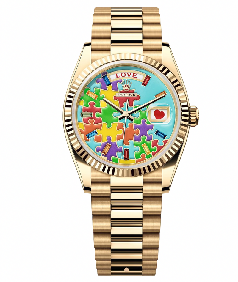 Collector's Gold Puzzle Piece Oyster Perpetual Day-Date 36mm Watch