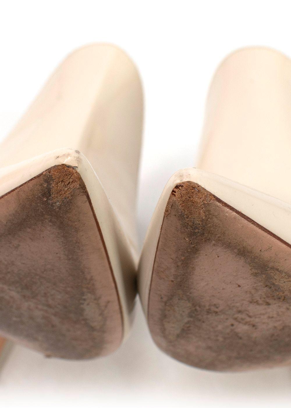 Gianvito Rossi Beige Patent Leather Aramis Mules