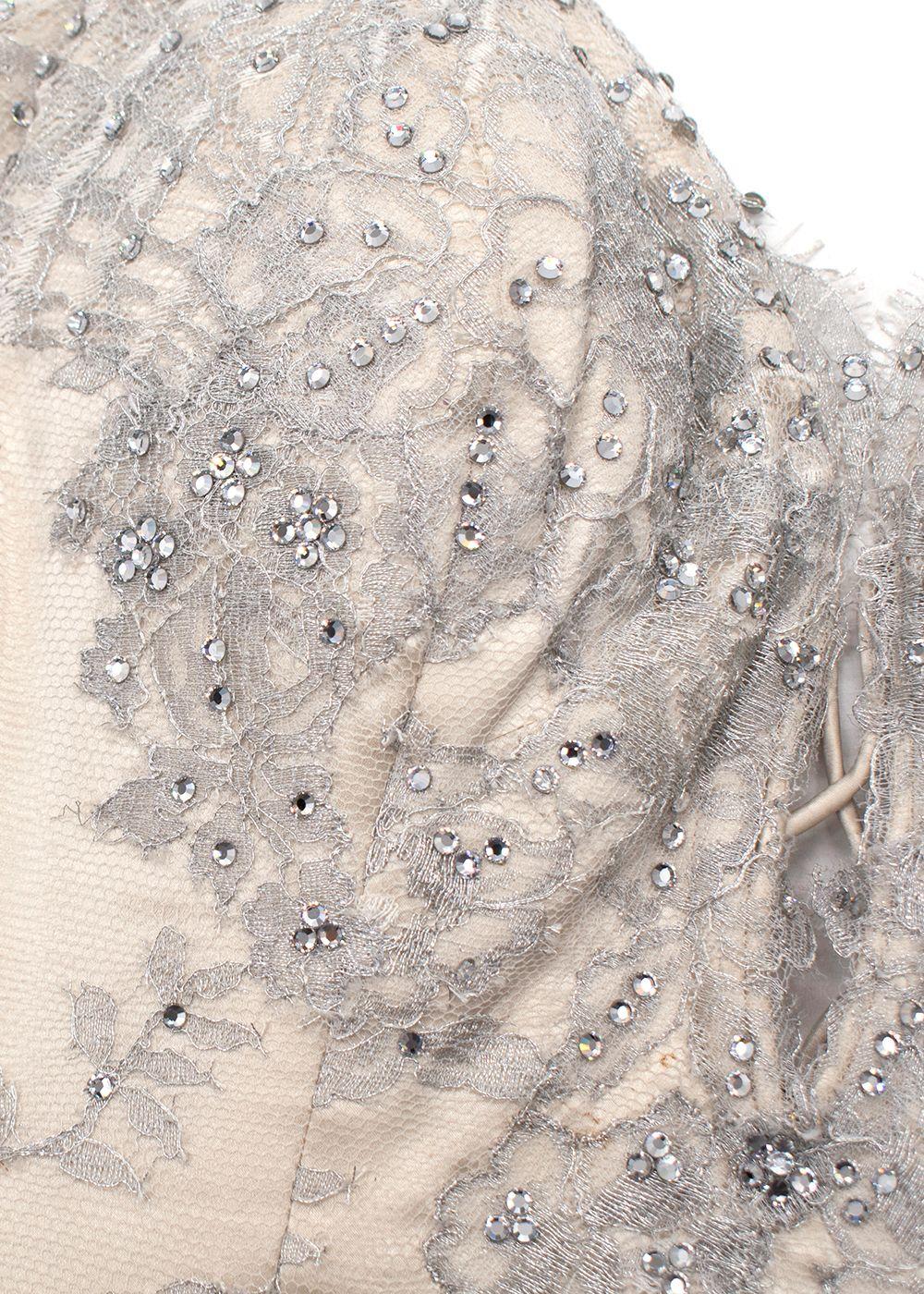 Baracci Ivory Sequin Embellished Gown