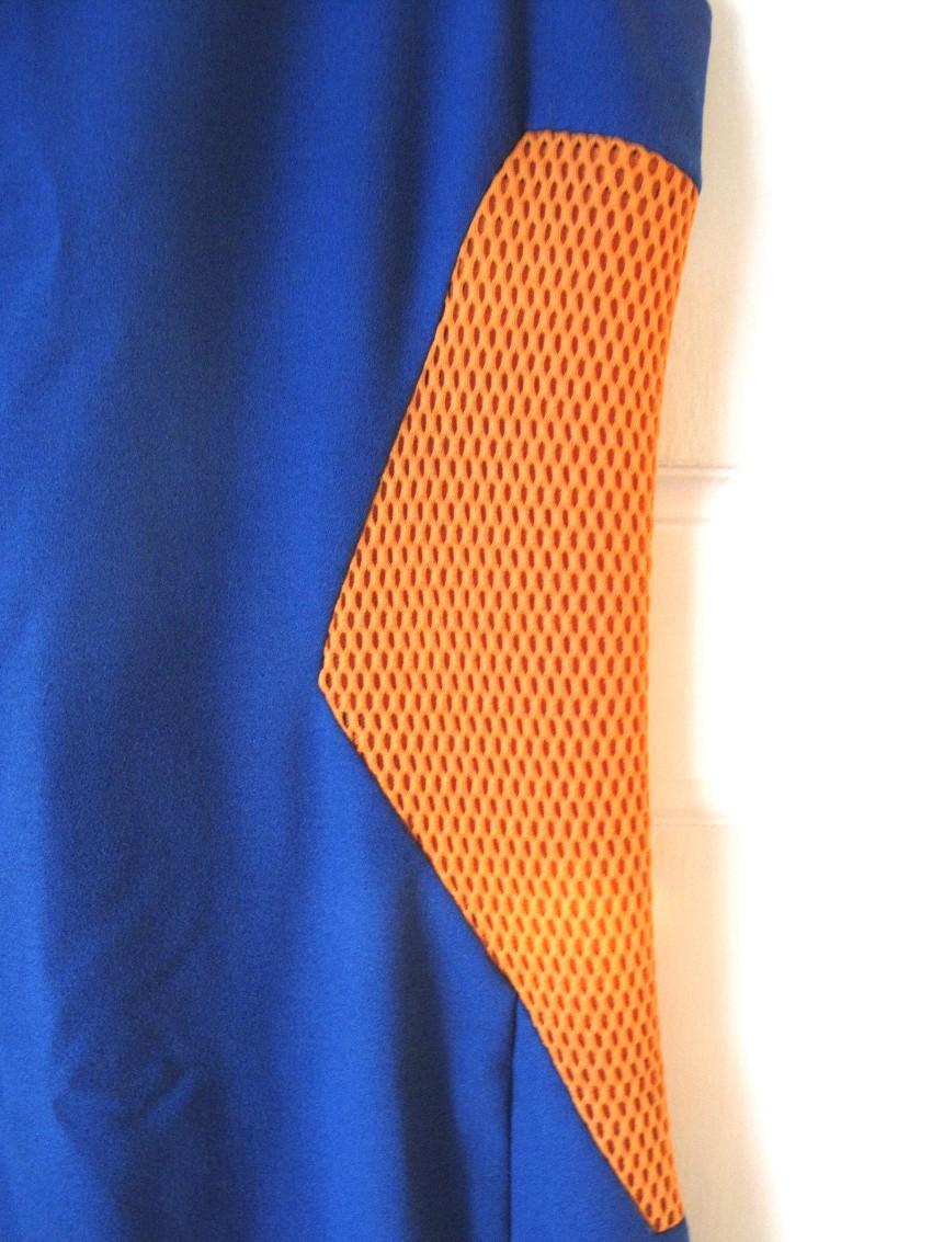 Chalayan Blue Mesh Insert Stretch-Crepe Dress