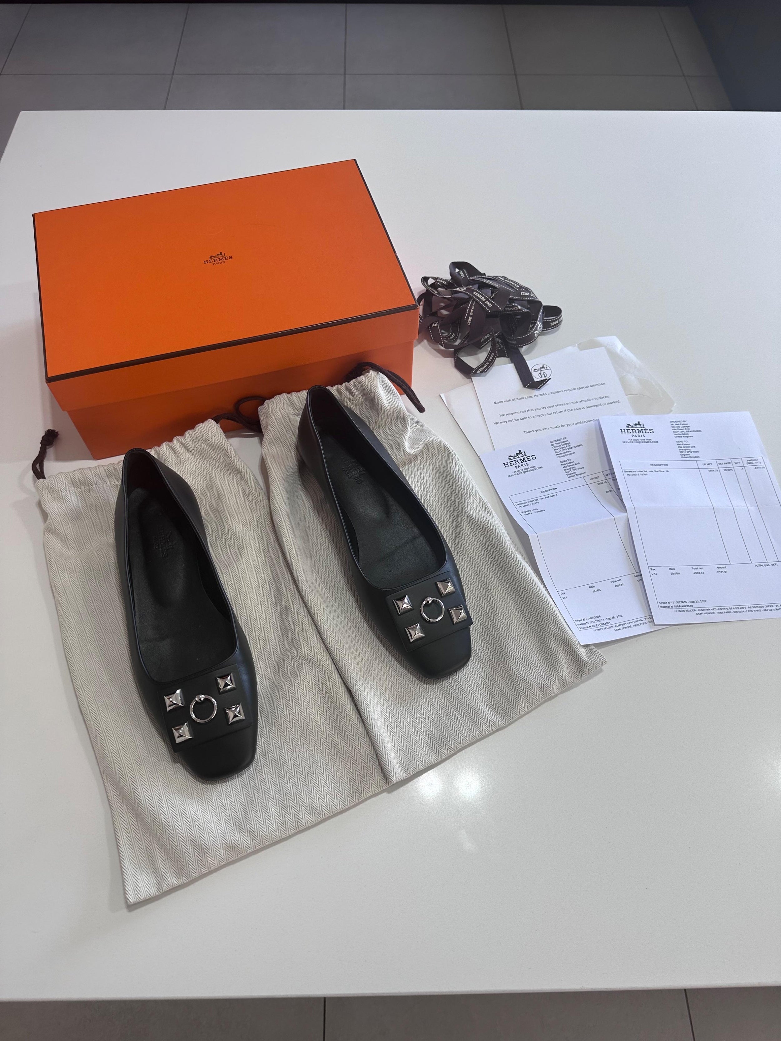 Hermes Black Danseuse Ballet Flats