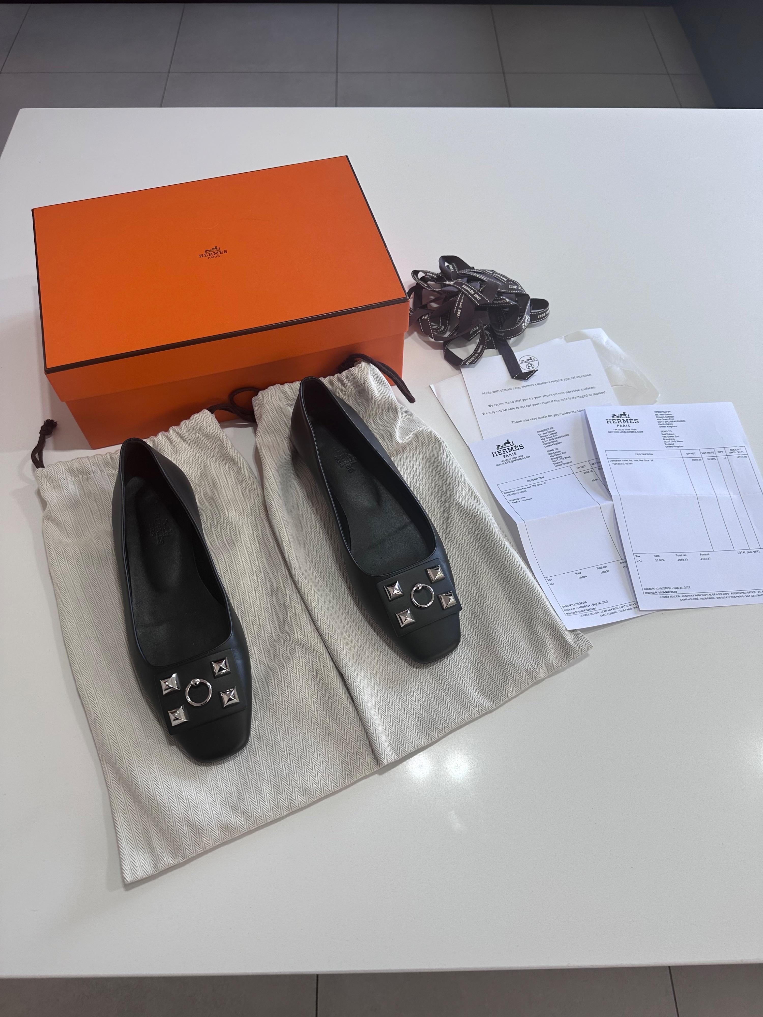 Hermes Black Danseuse Ballet Flats