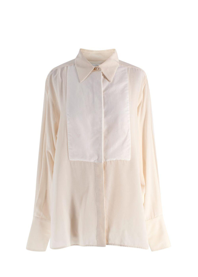 Victoria Beckham Ottoman-Paneled Silk Crepe De Chine Shirt