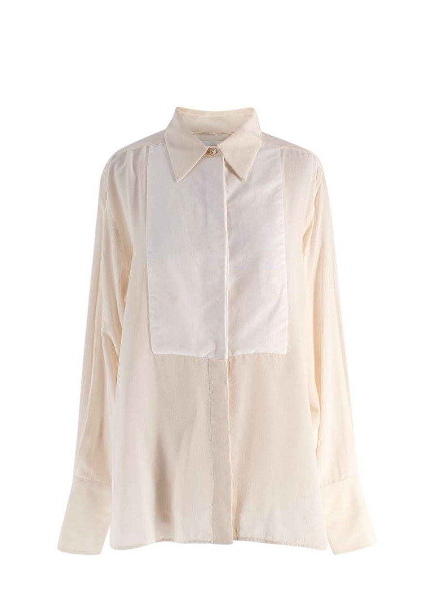 Victoria Beckham Ottoman-Paneled Silk Crepe De Chine Shirt