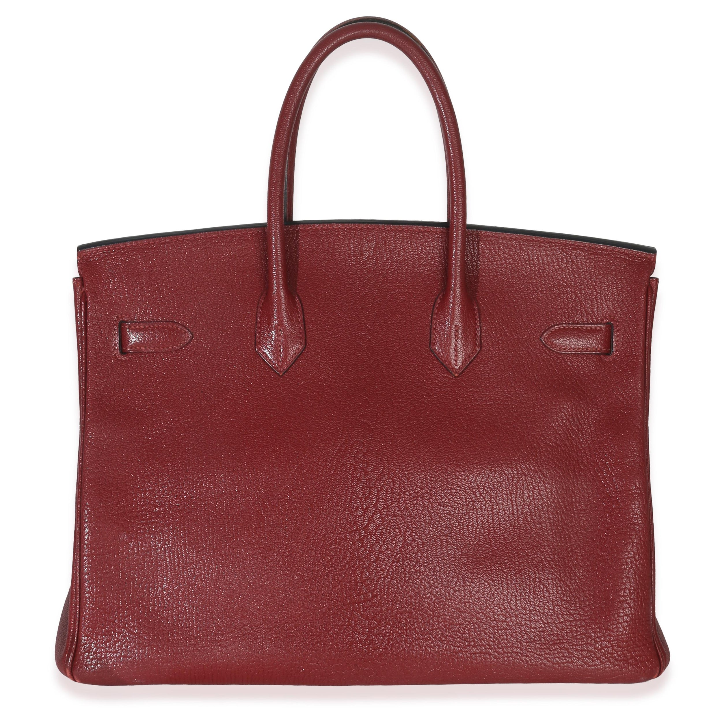 Hermès  Chevre de Coromandel Birkin 35 PHW Rouge Grenat
