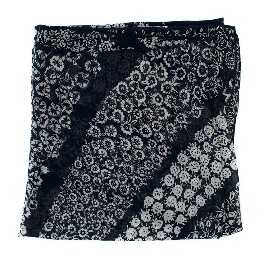 Bespoke Navy Floral Patter Shawl