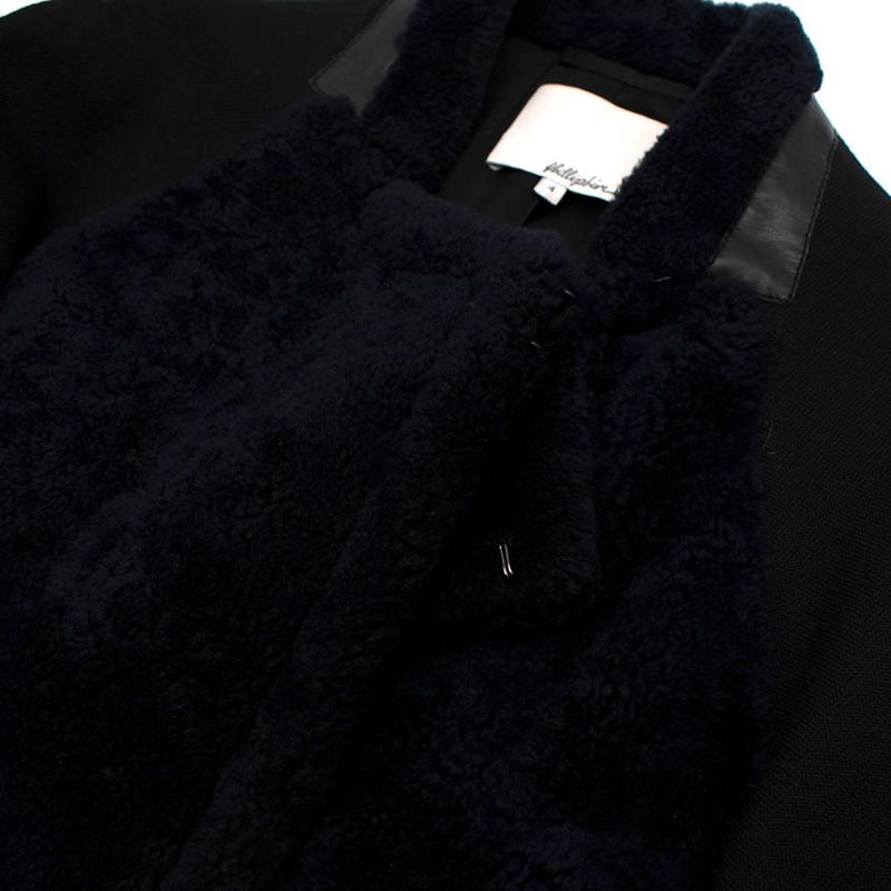 3.1 Phillip Lim Black & Midnight Blue Shearling Wool Jacket