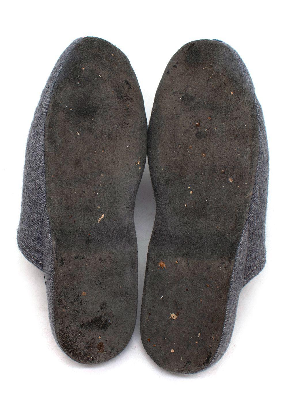 Grey 3 Bar Flannel Slippers