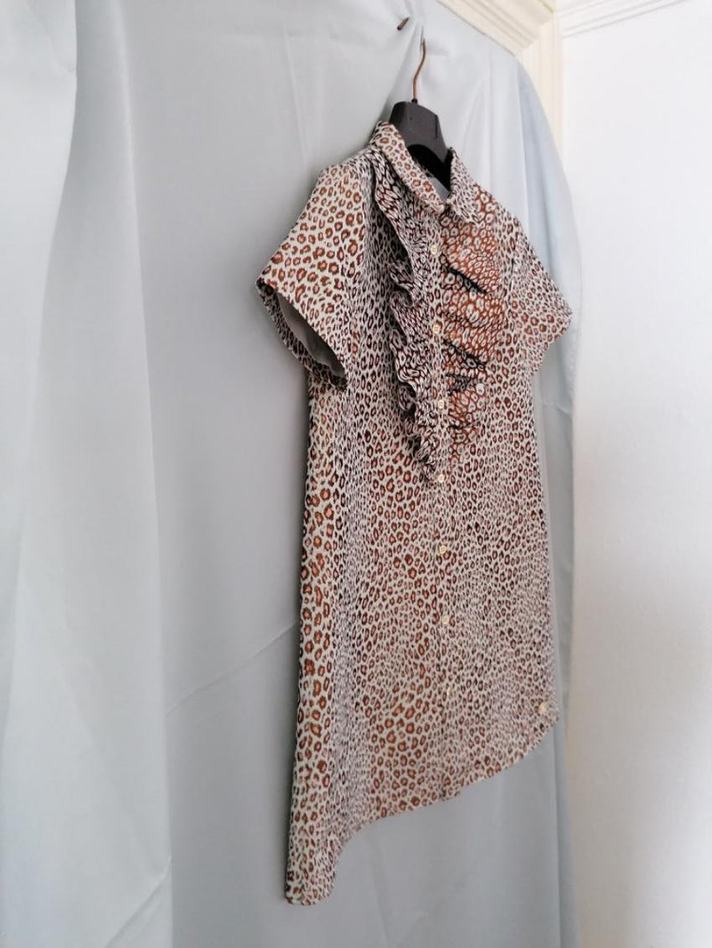Roberto Cavalli Junior 10Y Animal Print Ruffle Front Dress