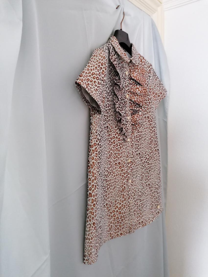 Roberto Cavalli Junior 10Y Animal Print Ruffle Front Dress