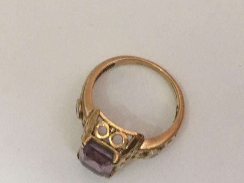 vintage amethyst and white diamond ring