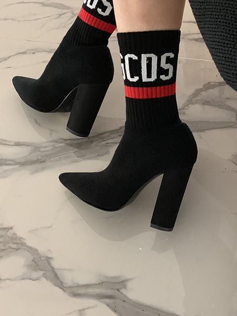 GCDS Black Logo Intarsia Sock Boots