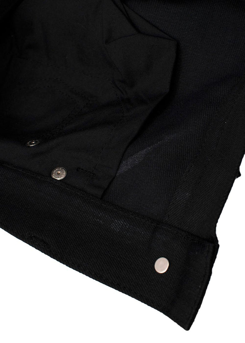 Black Denim Skirt with Silver Studded Leather Fringing