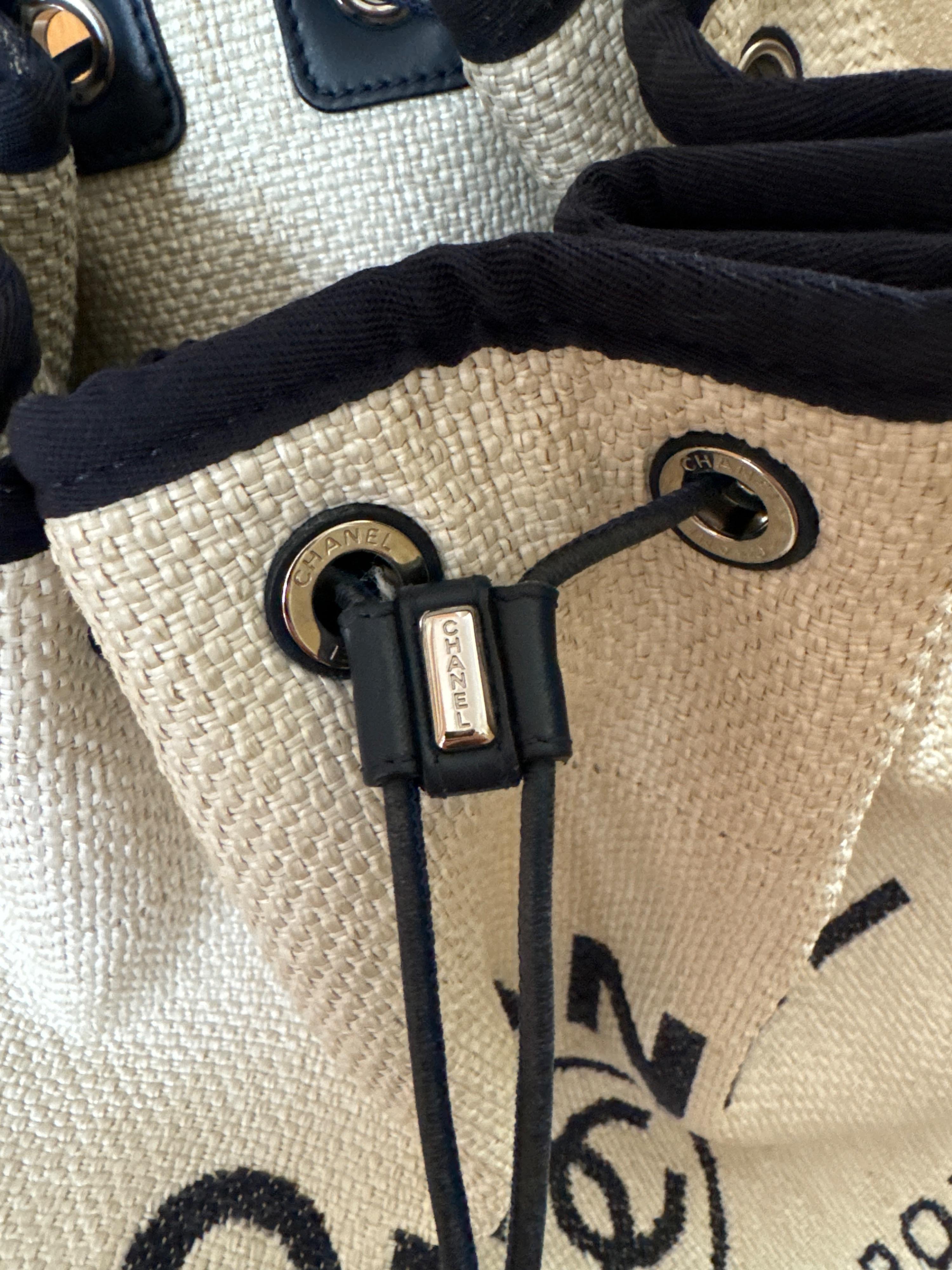 Deauville Beige Canvas With Blue Leather Trim Backpack/Rucksack