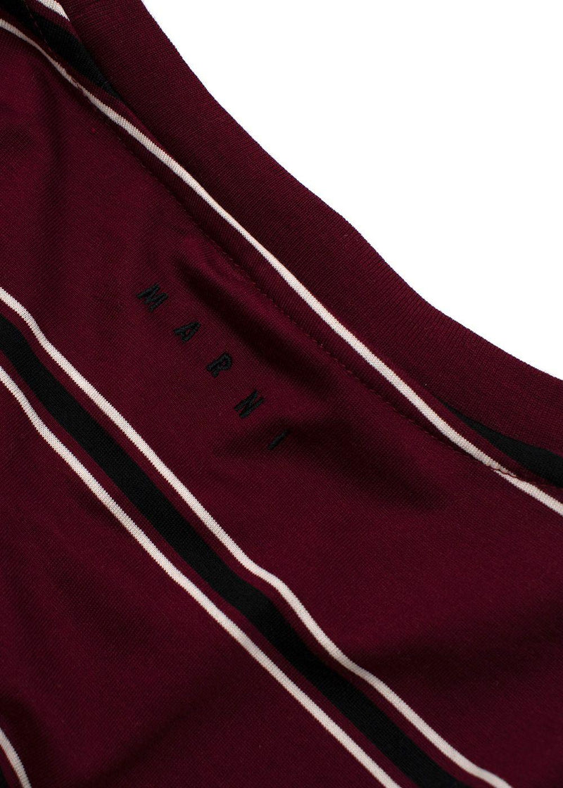 Burgundy & black striped cotton jersey T-shirt