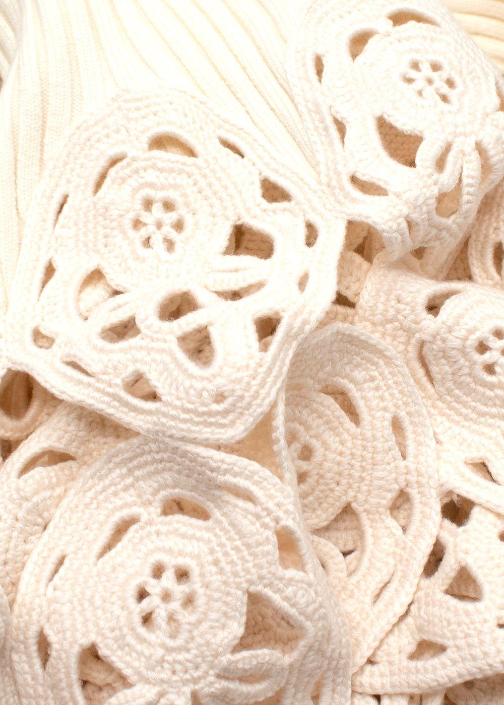 Paco Rabanne Cream Ribbed Crochet Trim Top