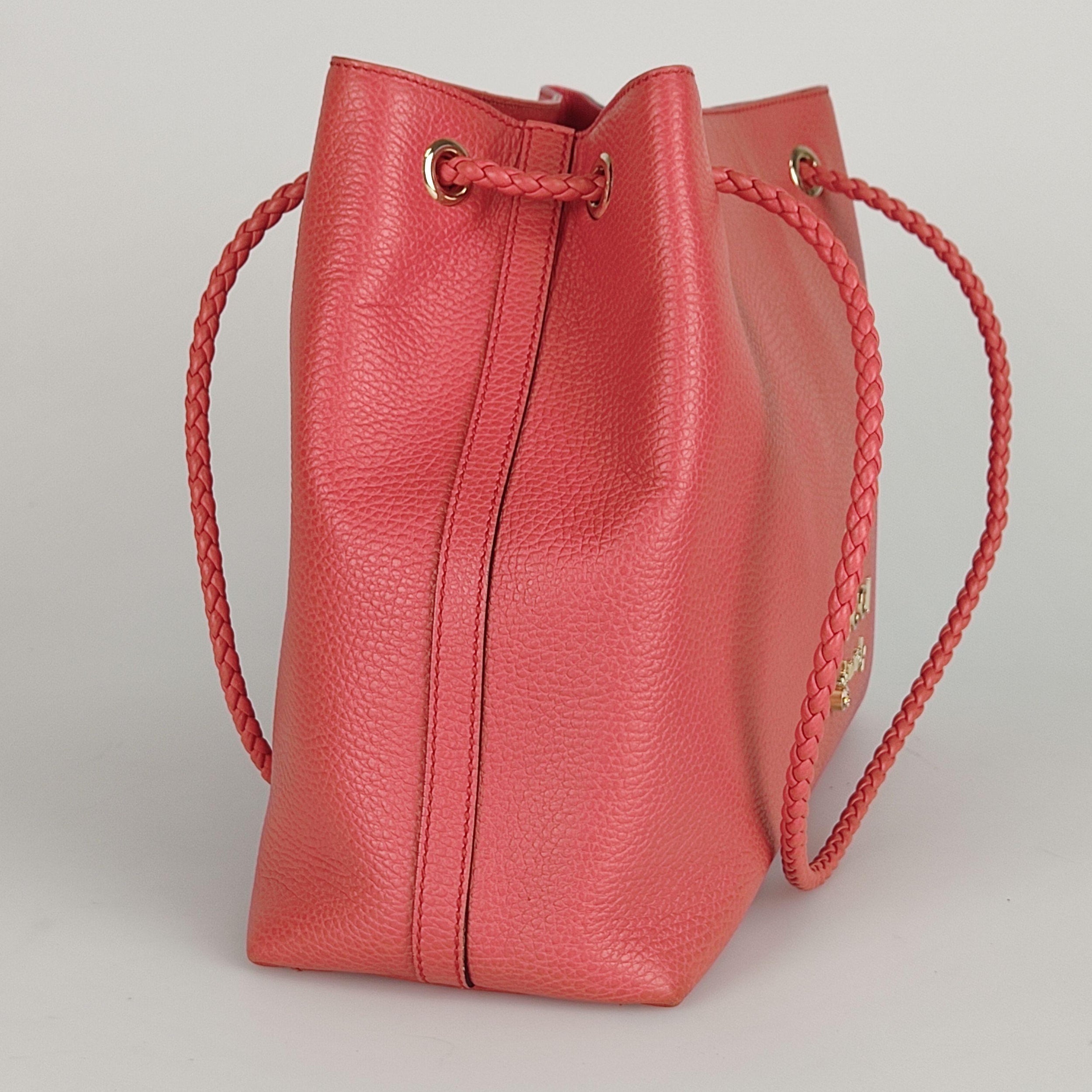 Vintage pink leather tote bag