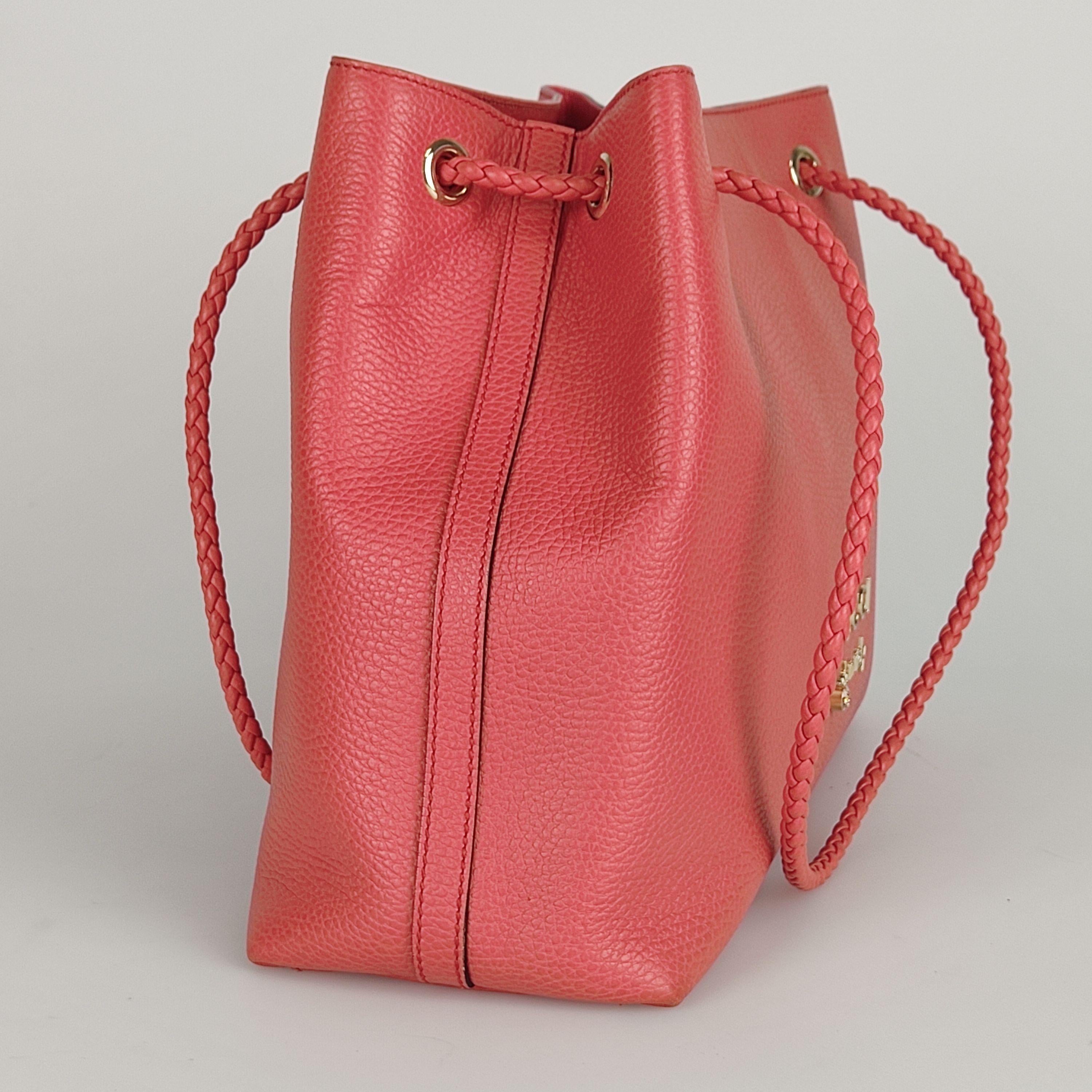 Vintage pink leather tote bag
