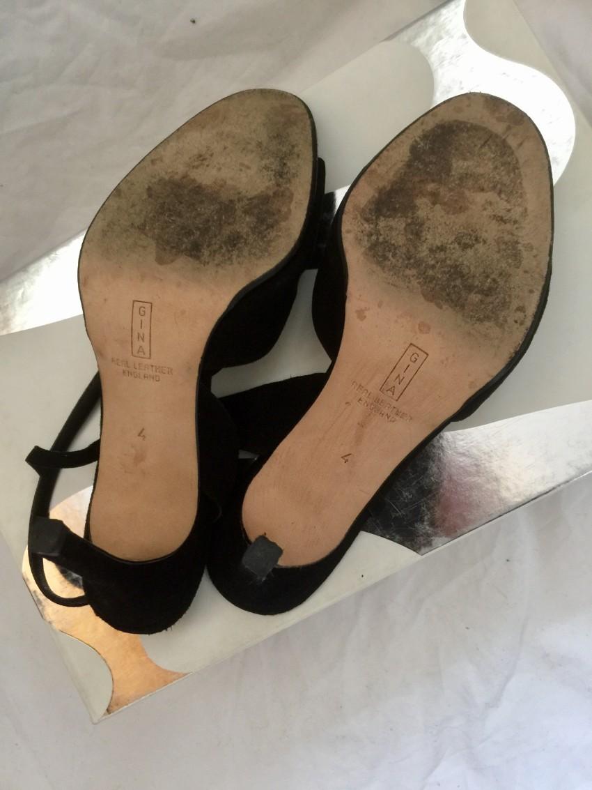 Gina Black Suede Serena Slingback Sandals
