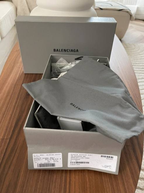 Balenciaga White Square Toe Thong Sandals