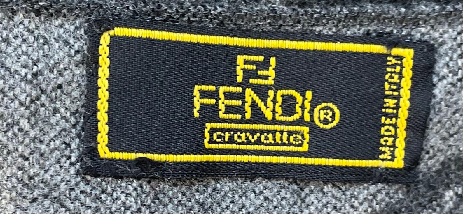 Fendi Navy and Grey Merino Wool Scarf