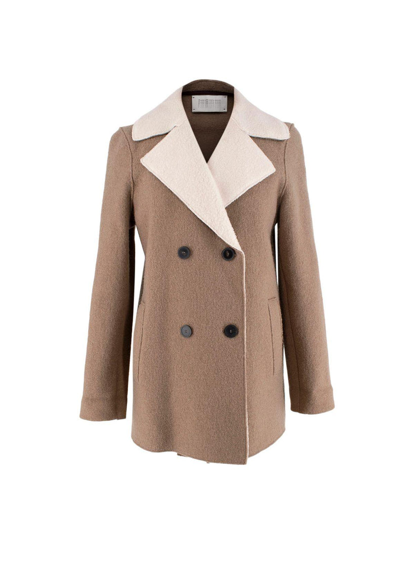 Harris Wharf London Wool Brown & Cream Double Breasted Coat