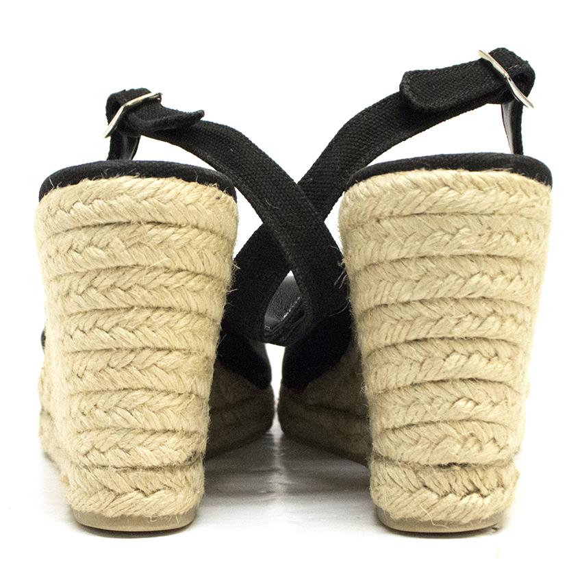 Castaner Black Peep Toe Wedges
