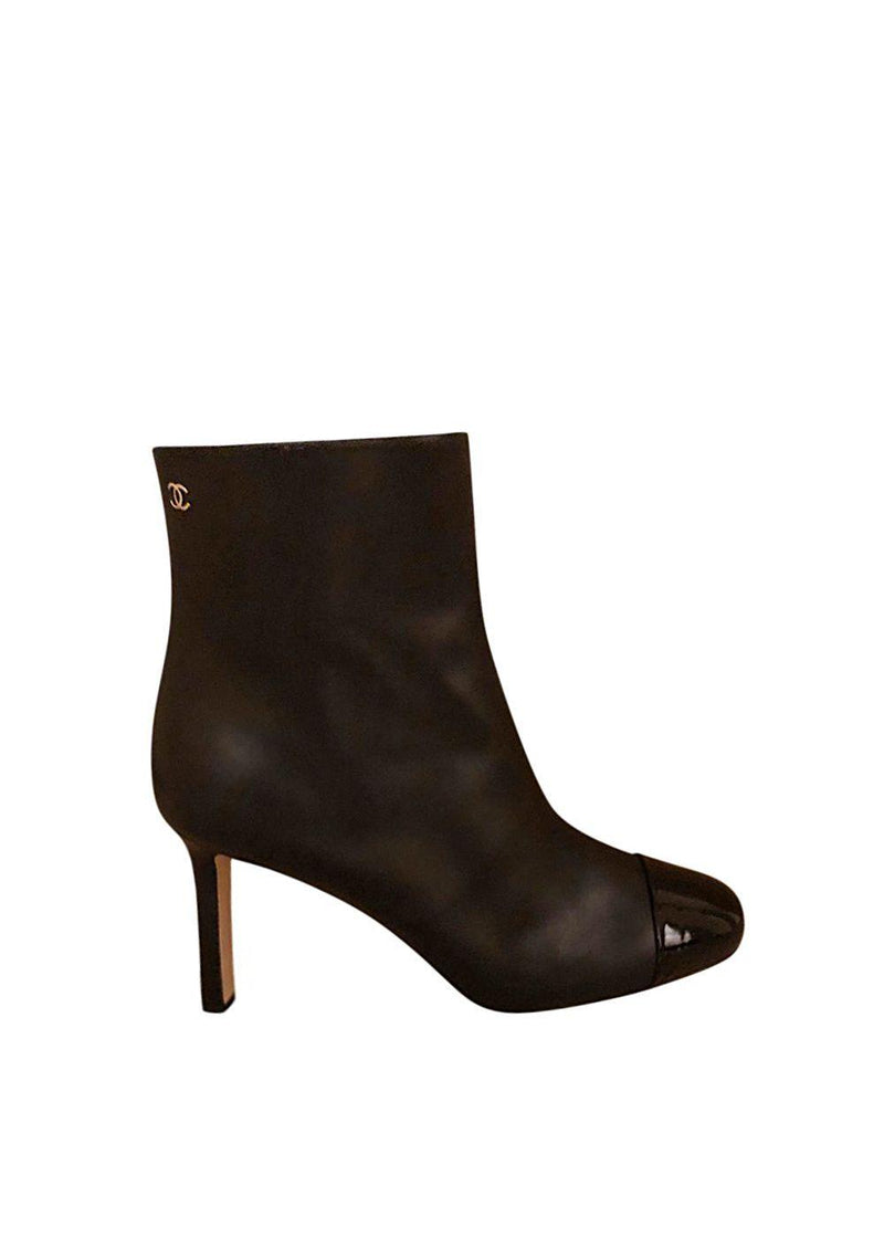 Chanel Black Leather Ankle Boots