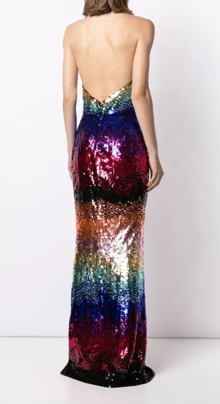 Zuhair Murad Gradient-Sequin Halterneck Gown
