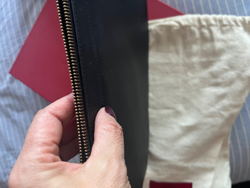 Valentino Black Leather V-Logo Clutch
