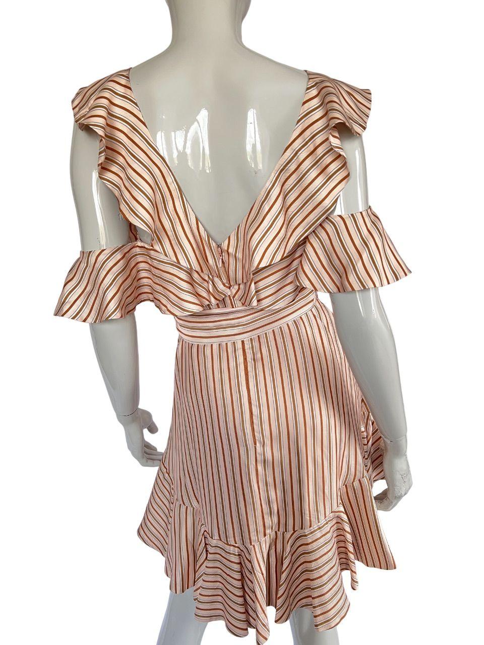Zimmermann Orange Striped Silk Blend Mini Dress
