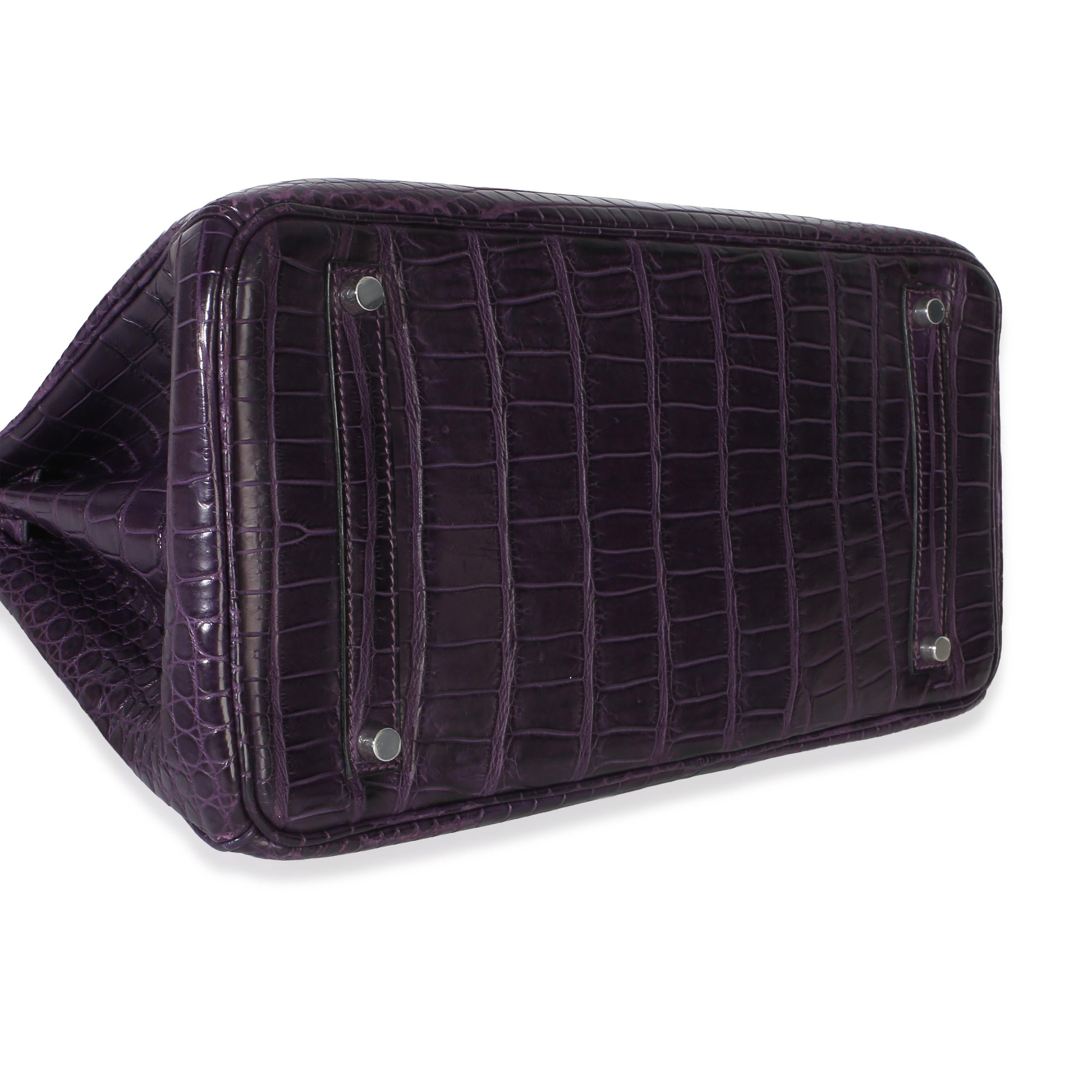 Hermès  Matte Niloticus Amethyst Crocodile Birkin 35 PHW