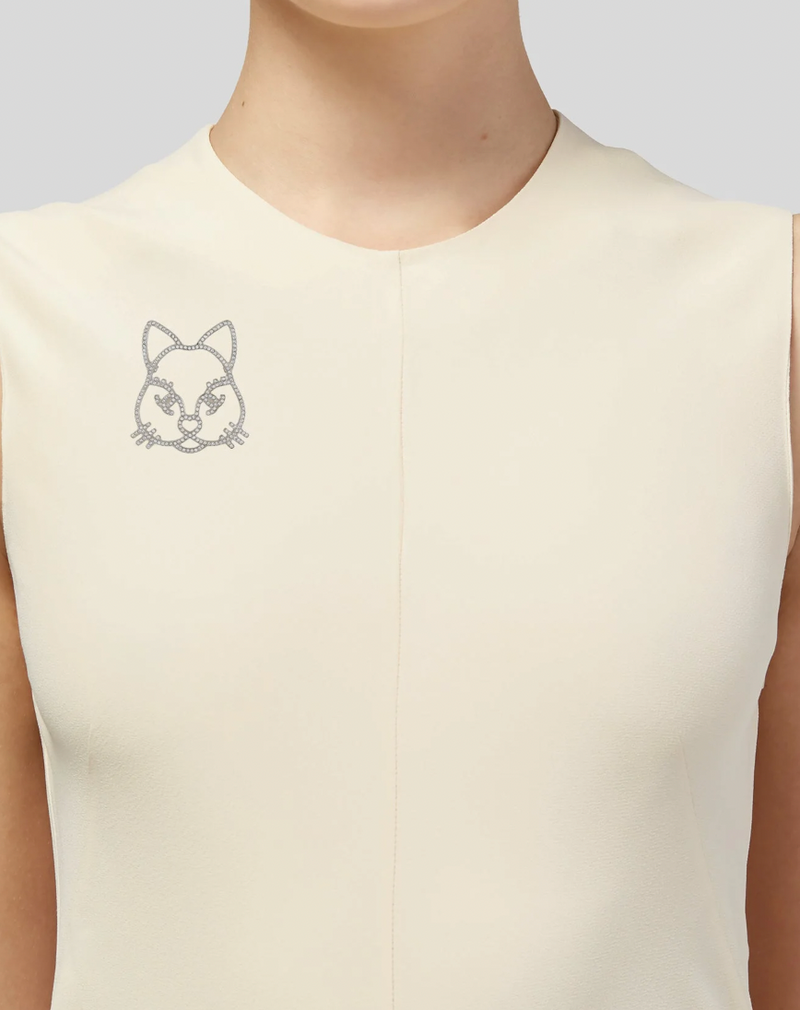 Chanel Silver Crystal Cat Brooch Pin