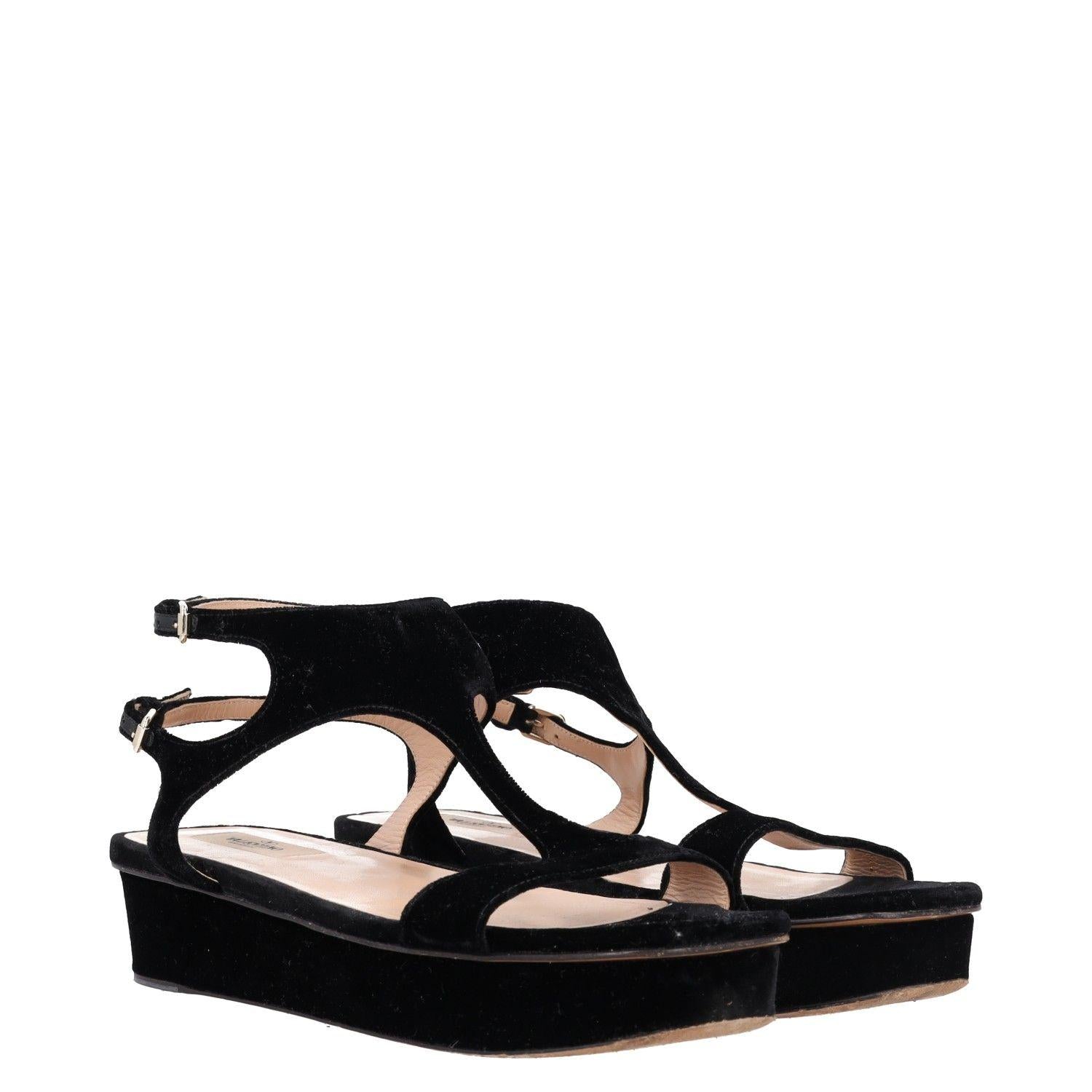 Valentino Black Velvet Platform Sandals