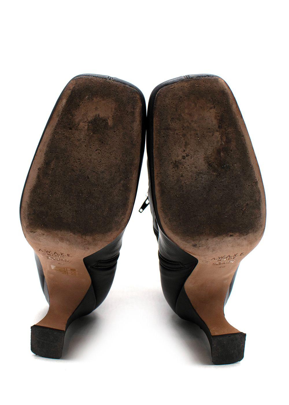 A.W.A.K.E Mode Black Leather Ankle Boots