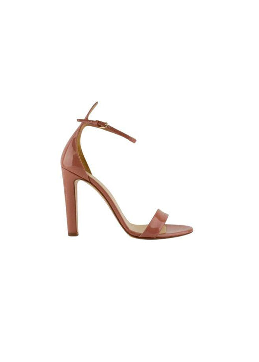 Dusty pink vernice leather heeled sandals