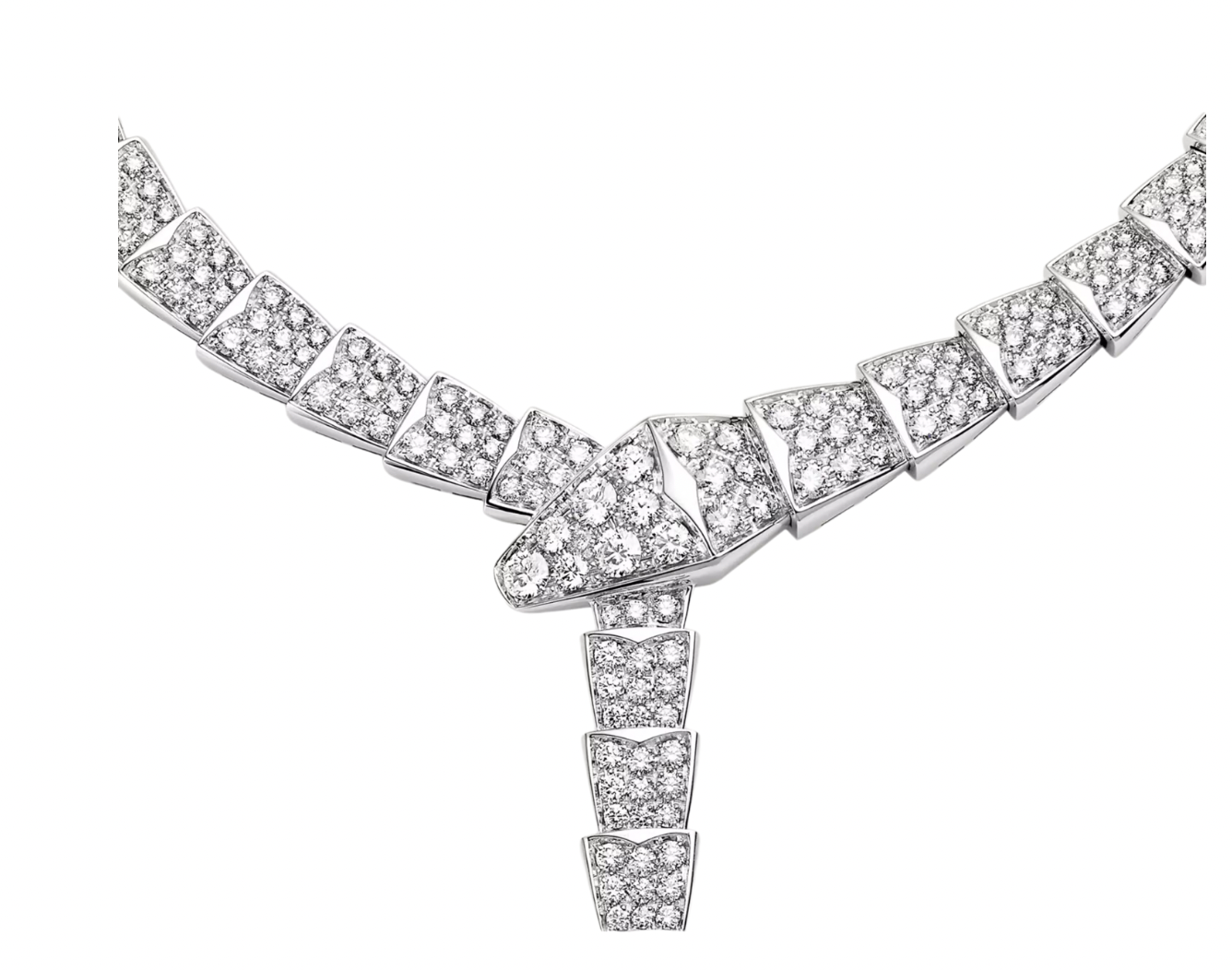 Full Diamond And White Gold  Serpenti Viper Necklace