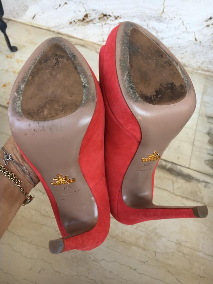 Prada Suede Peep-Toe Pumps