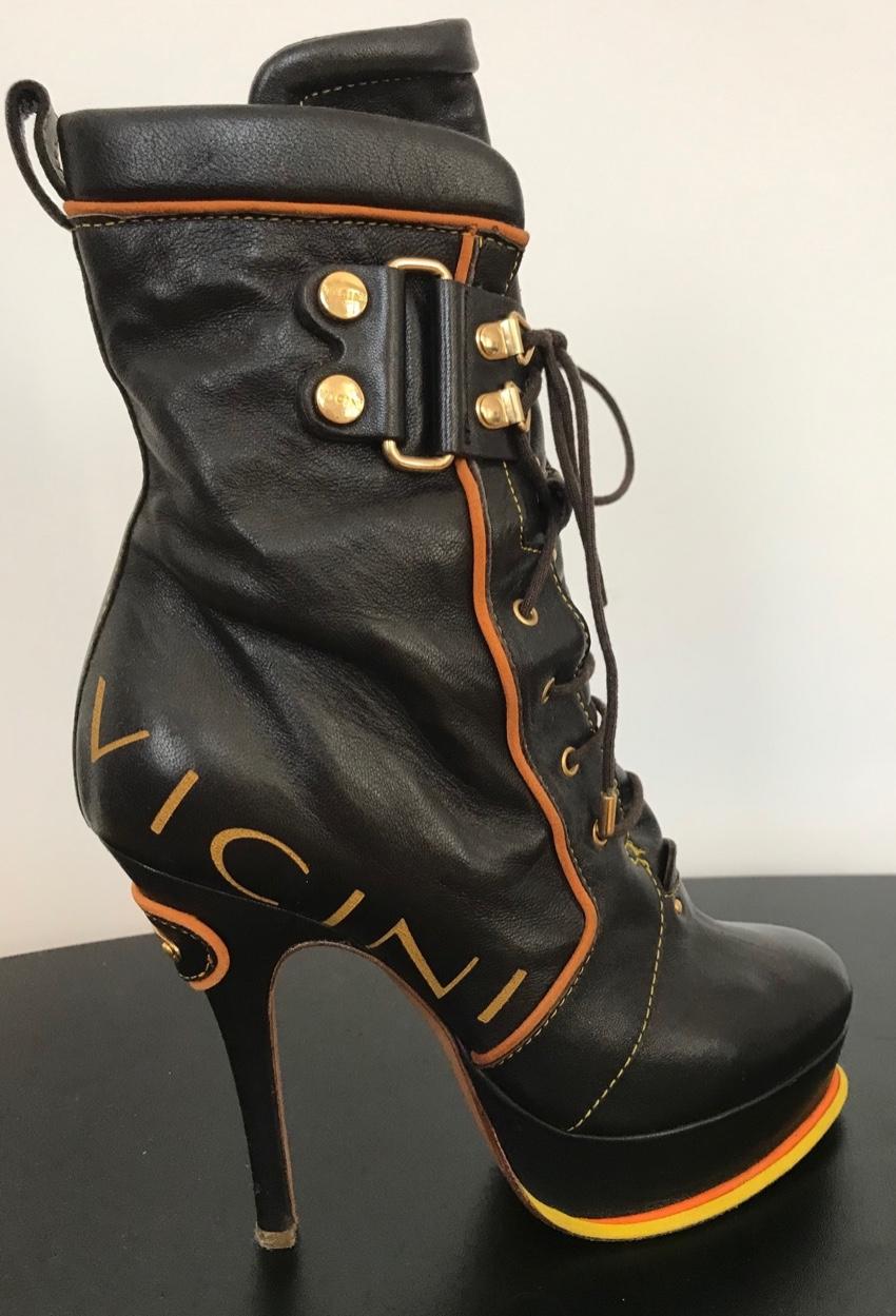 Vicini brown leather lace-up boots