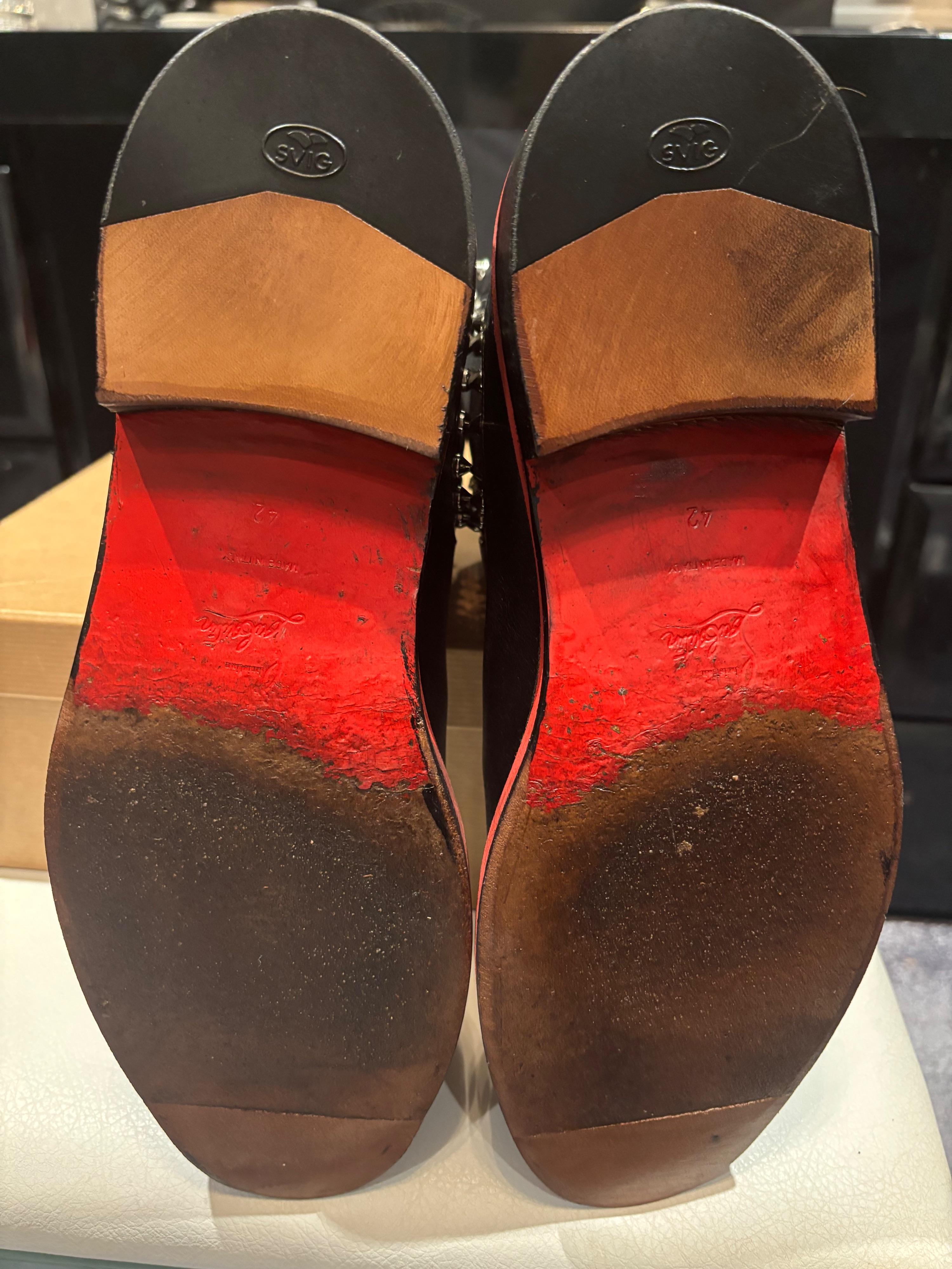 Louboutin Black Leather Stud Detail Chelsea Boots