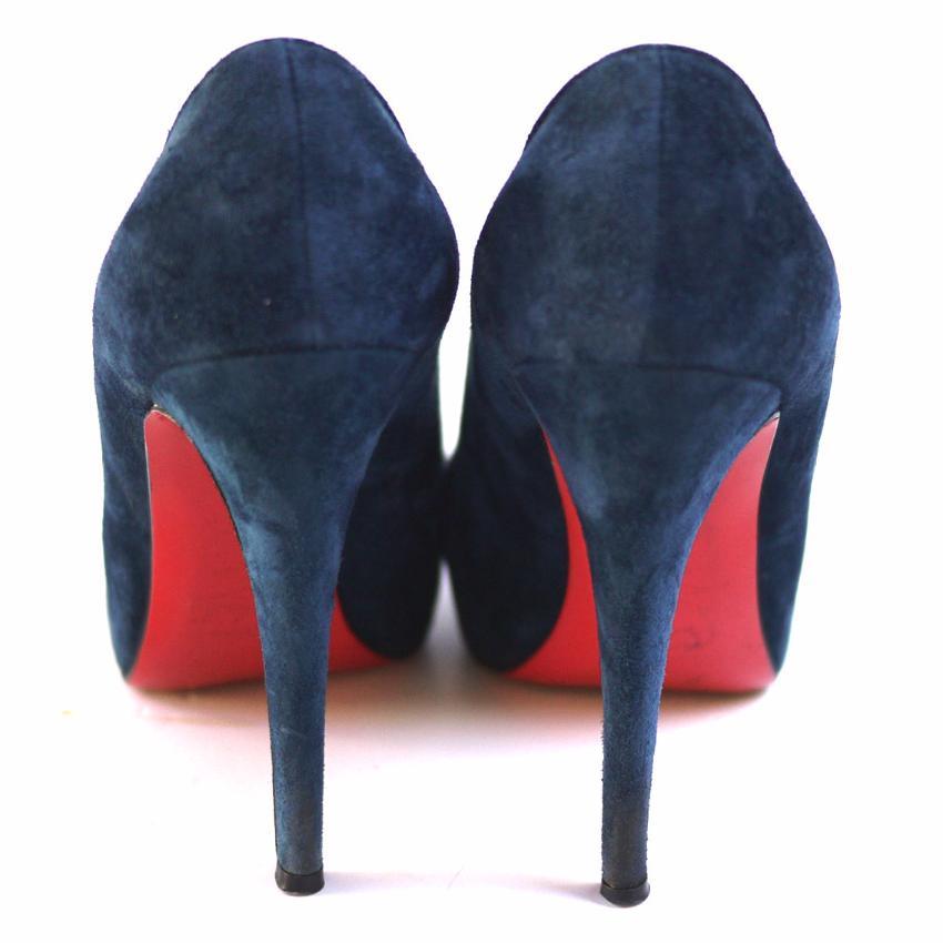 Christian Louboutin Blue Lapono Suede Leather Ankle Boots