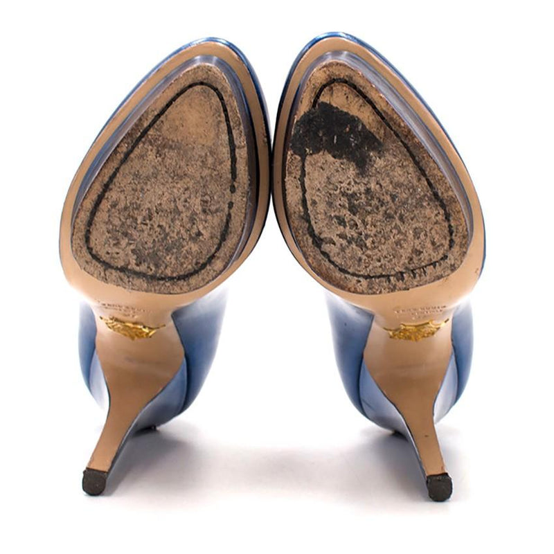 Charlotte Olympia Blue Patent Leather Dolores Pumps