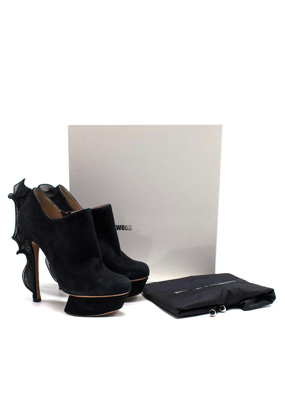 Nicholas Kirkwood black suede platform ankle boot