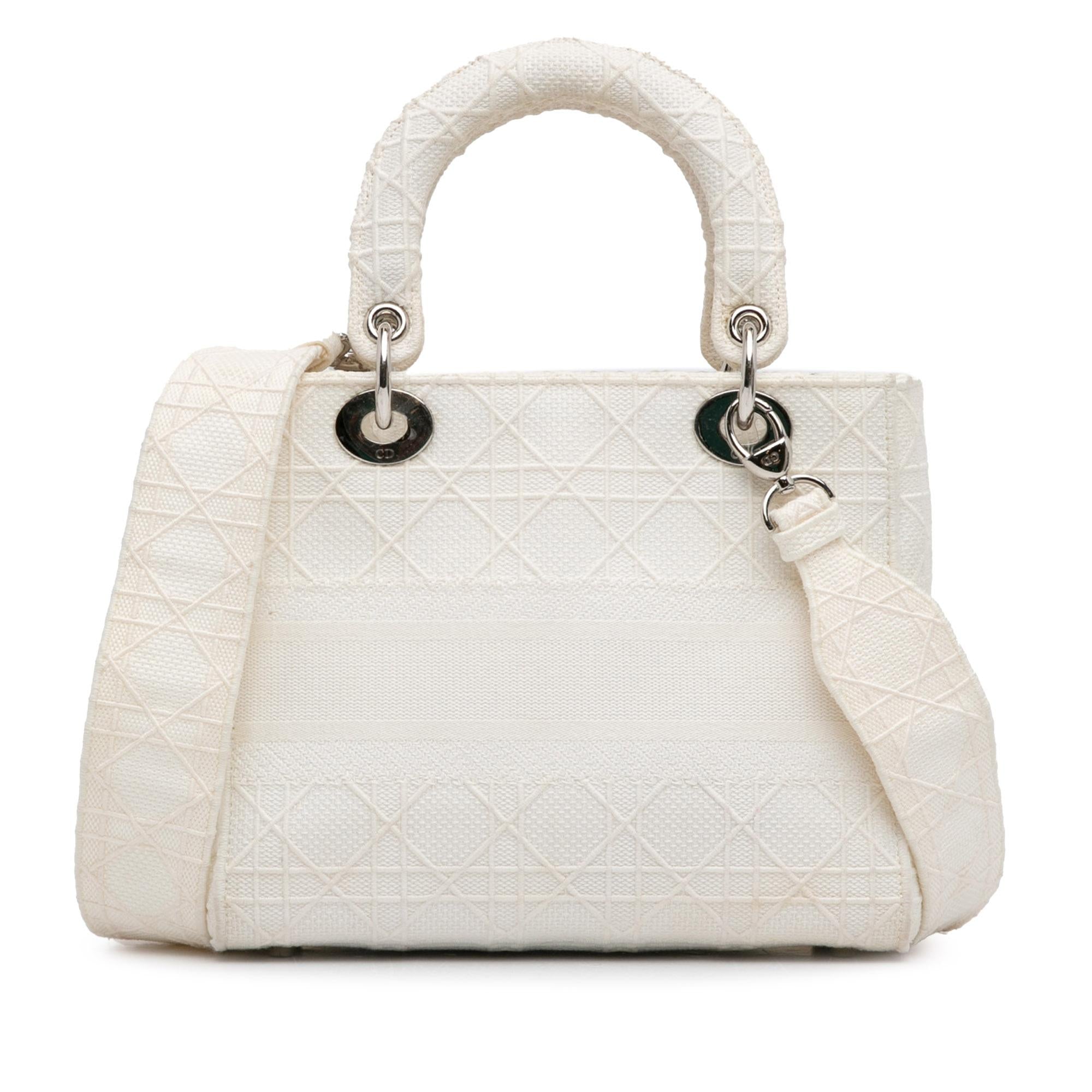 Dior White Medium Cannage Lady D-Lite