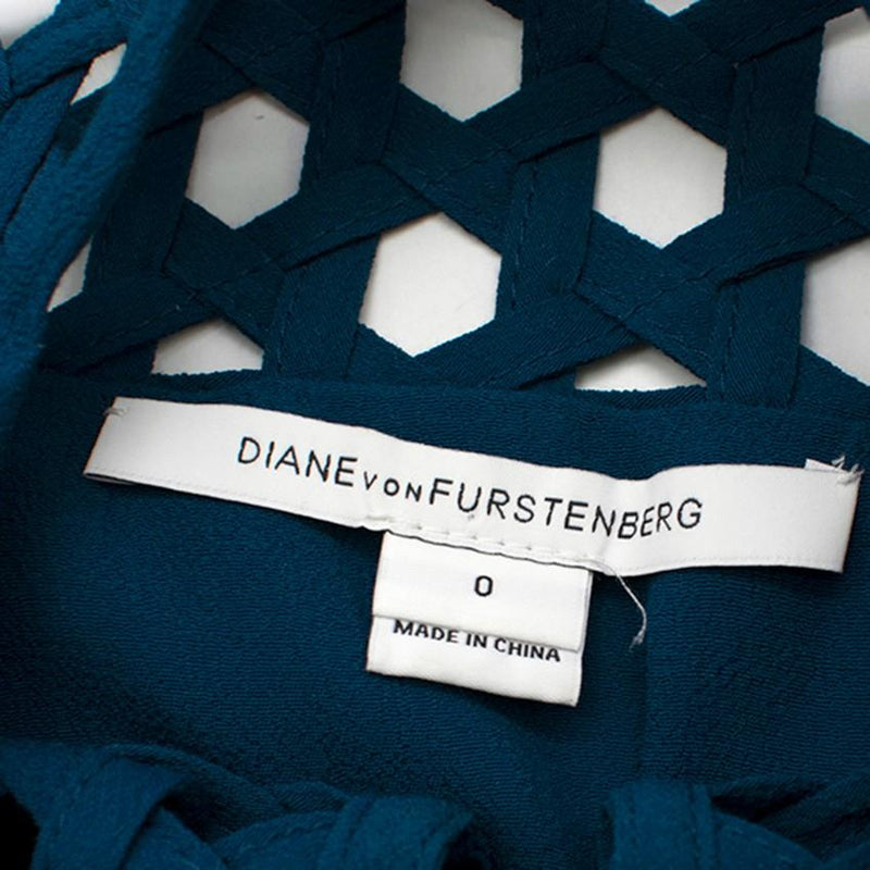 Diane von Furstenberg Blue Net Trim Dress